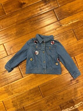 Girls' Blue Denim Jacket with Patch Details Disney 4T